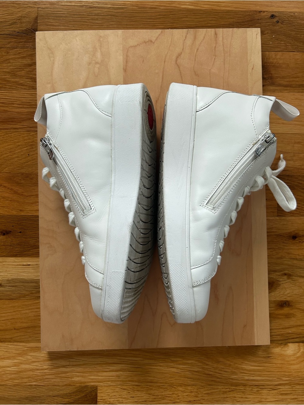 Fitflop White High-Top Leather Sneakers with Side Zip Detail - Picture 5 of 8